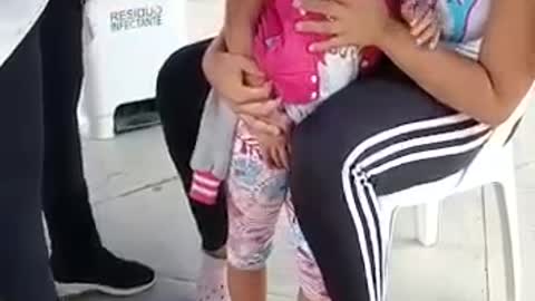 Girl getting vaccine Screams there Fuck