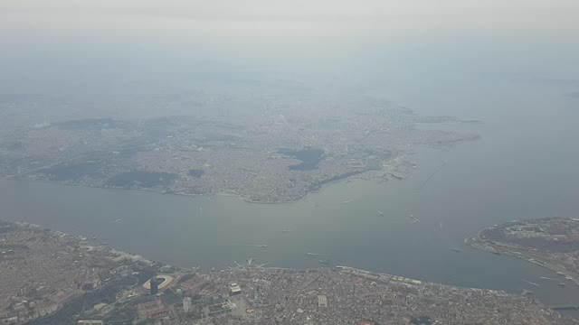 Flying on Airbus over Istanbul, Turkey