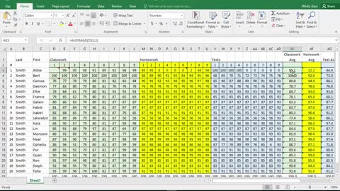 Excel Gradebook II