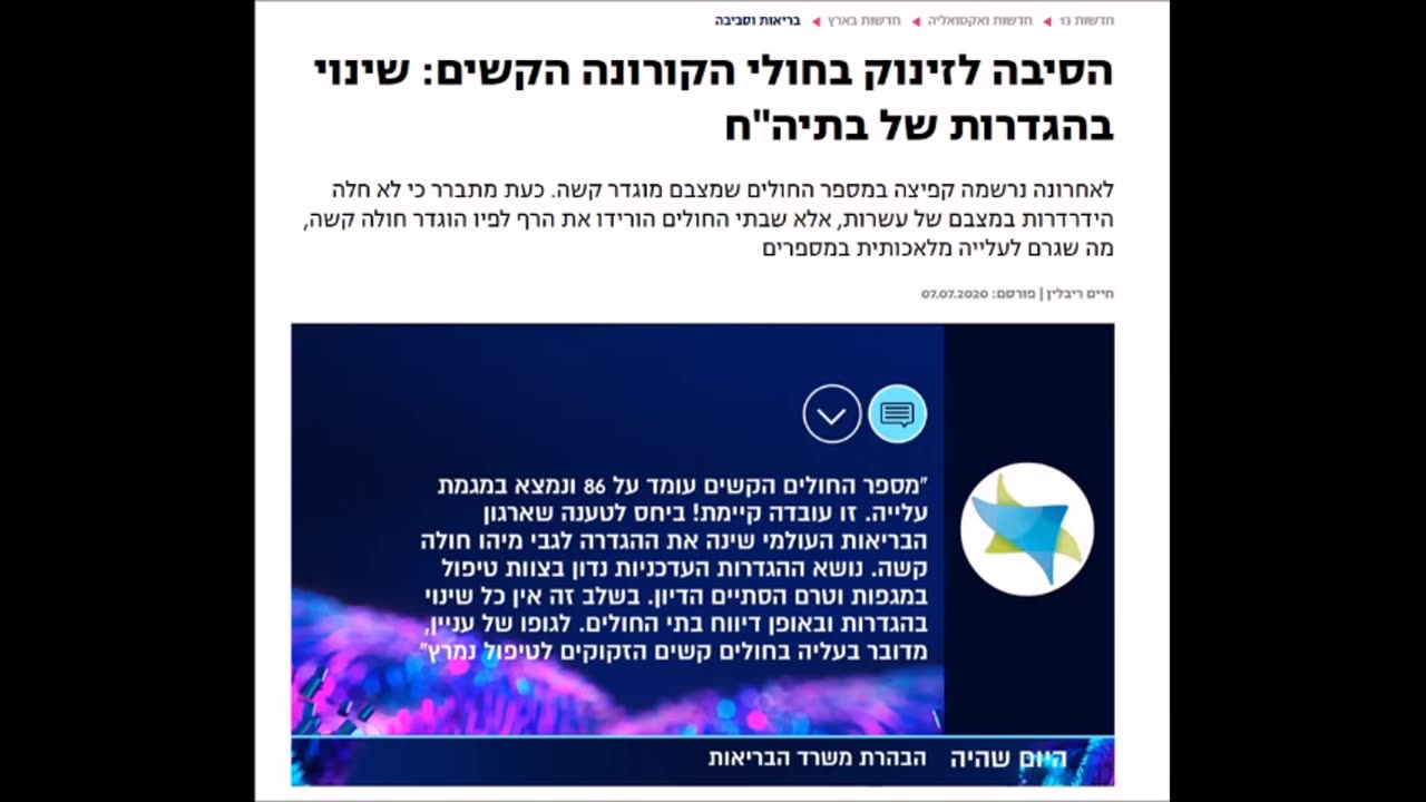 פרופ גליה רהב מזכירה לנו מה זה חולה קורונה קשה מאושפזים אצלנו חולים במצב קשה של קורונה אבל הם לא במצב מסכן חיים רובם מחוסנים