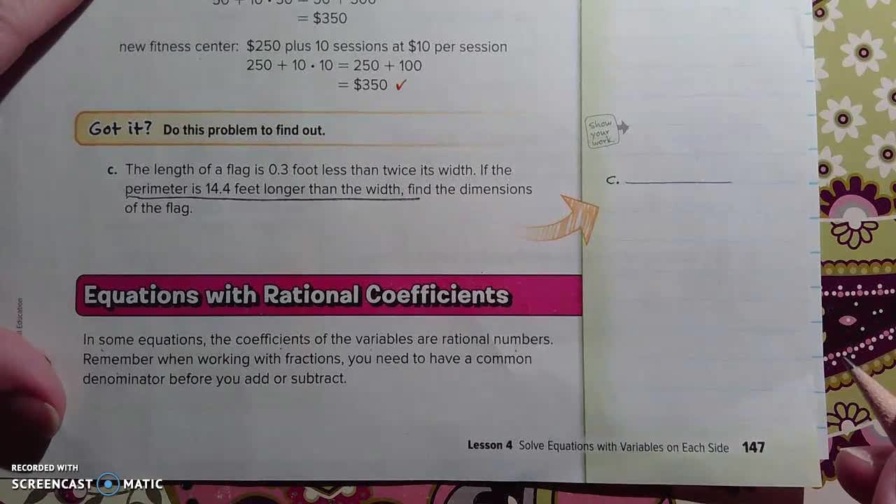 Gr 8 - Ch 2 - Lesson 4 - PART 2 - Solve Equations with Variables on Both Sides