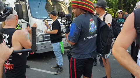 Wallys Freedom Ride Truck stopped by police Parliament House Spring Street Melbourne 16 04 2022