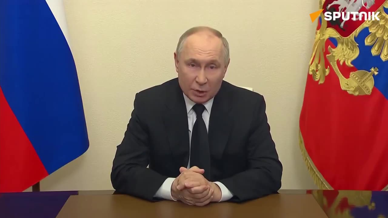 English: Putin addresses the Nation After Moscow Terror Attacks