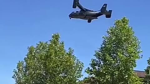 Military landing in a suburb of Larksper, California.