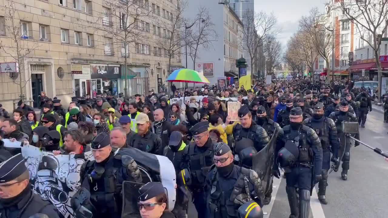 Police in Paris have joined the march against Covid mandates