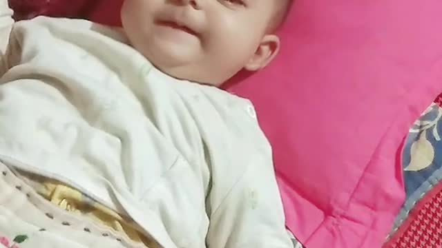 Cute baby Good morning moment.