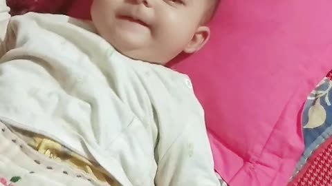 Cute baby Good morning moment.