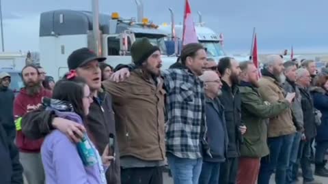 Coutts protestors sang the National Anthem