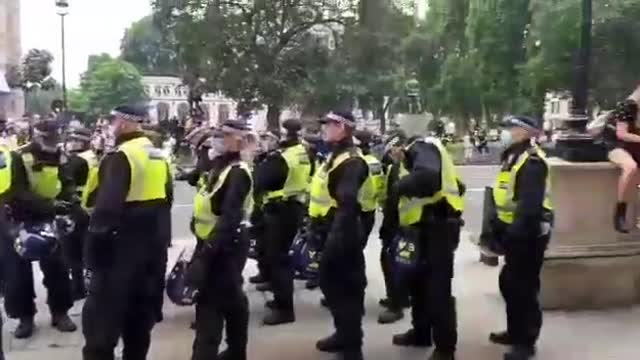 man confronts police you should not be here go to hell.