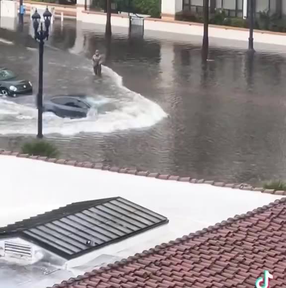 Tesla Flawlessly Wades Through Deep Water #tesla
