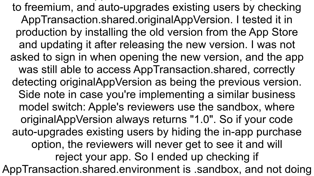 macOS StoreKit2 using AppTransactionshared triggers user login