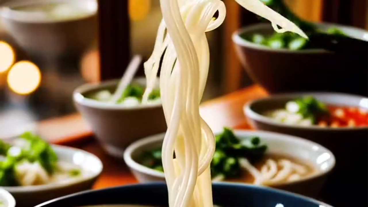 Beautiful noodles dancing