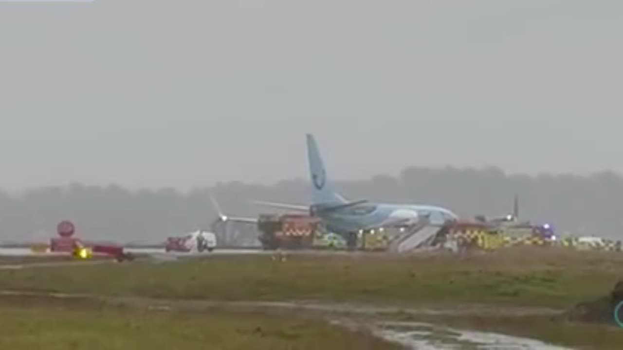 Storm Babet: Tui flight skids off runway at Leeds Bradford airport