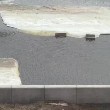 The curbs have been torn off and they are floating away