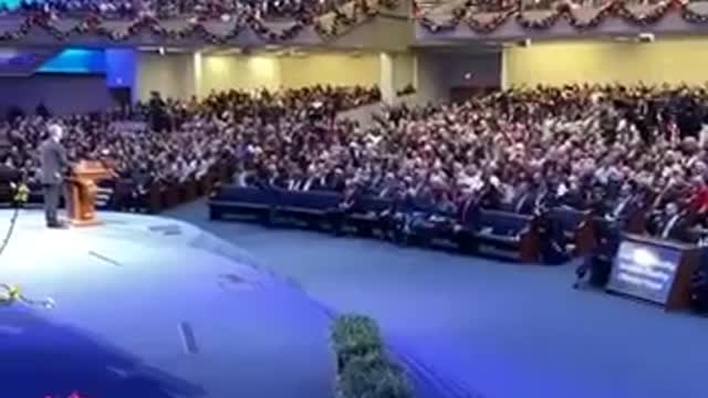 Pastor Robert Jeffress at First Baptist Dallas today.