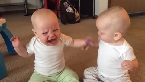 Twin baby fight cute but bad