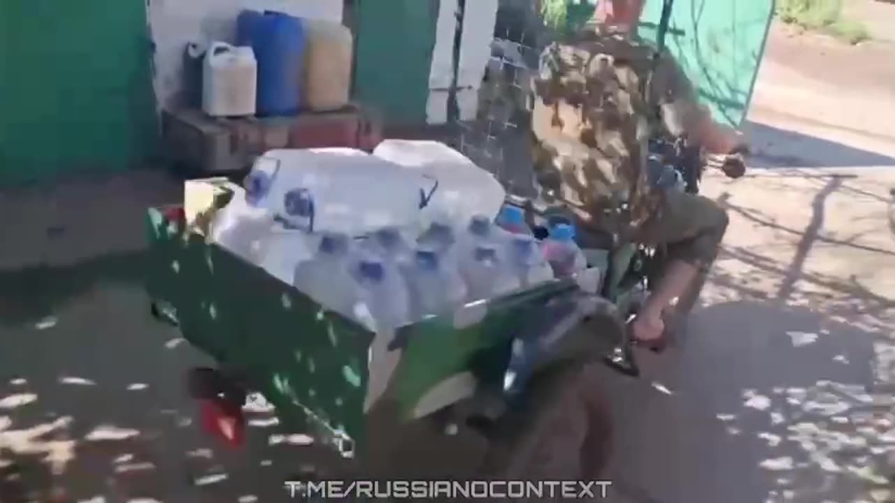 A water delivery in the second army in the world. Did you notice a drone mesh on