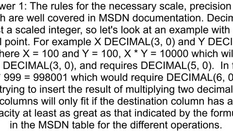 SQL 8115 Arithmetic overflow error converting numeric to data type numeric