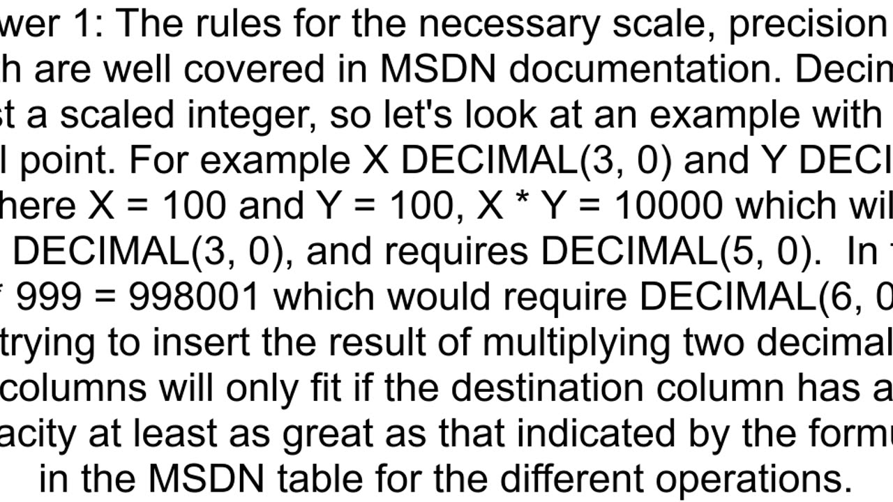 SQL 8115 Arithmetic overflow error converting numeric to data type numeric