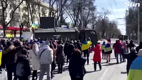 "Go home!" - Protesters confront Russian military vehicles in Ukrainian city of Kherson