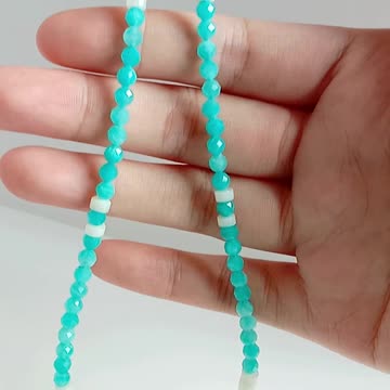 3mm faceted Amazonite blue beads with white heishi tube beads simple necklace