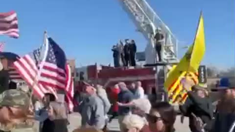 The People’s Convoy Makes Its Way Near Indianapolis as an Overpass of Supporters Welcomes Them