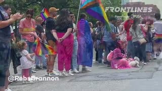 Liberals with their kids celebrating 'Pride' globohomo month..