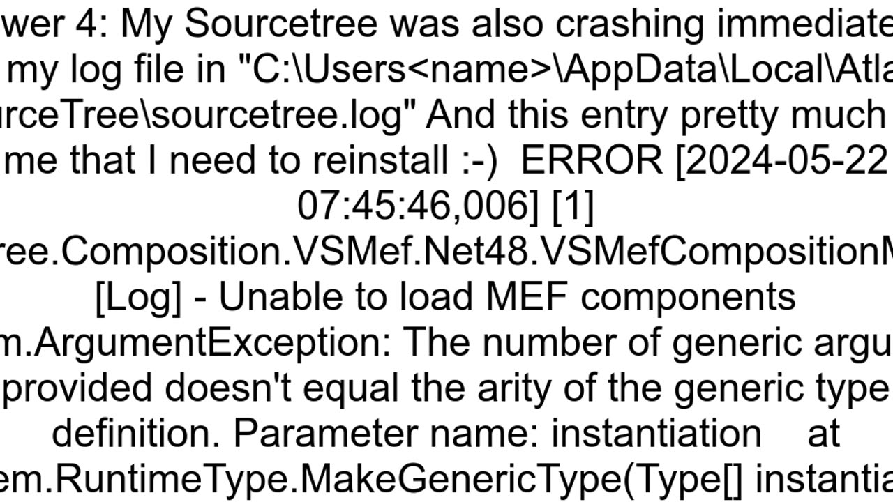 Source Tree Crashing a second after startup