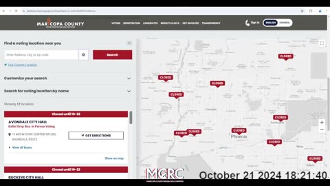 MARICOPA COUNTY ELECTIONS DEPT POLLING PLACE LOCATOR FAIL