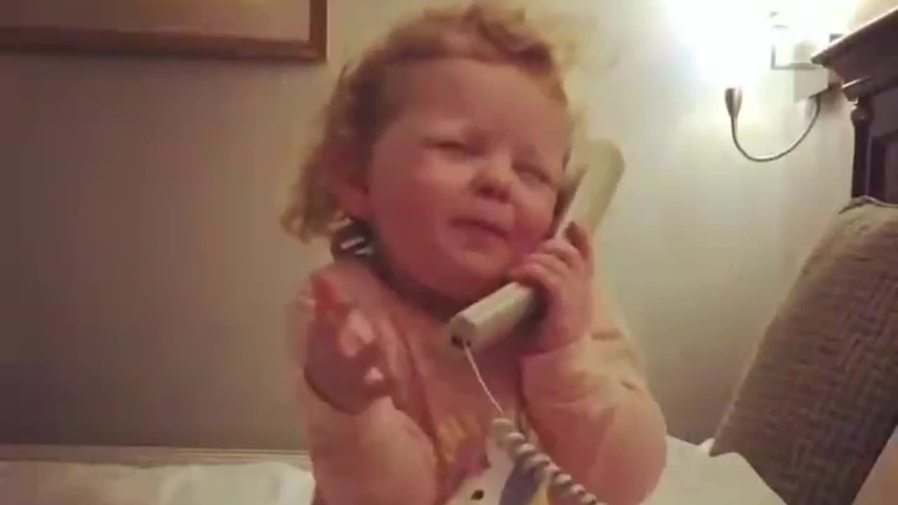 Funny child on phone call