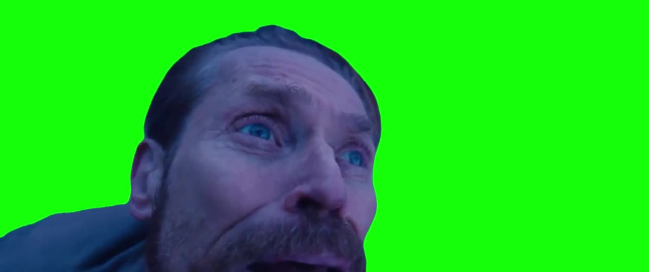 Willem Dafoe Looking Up Meme - Green Screen