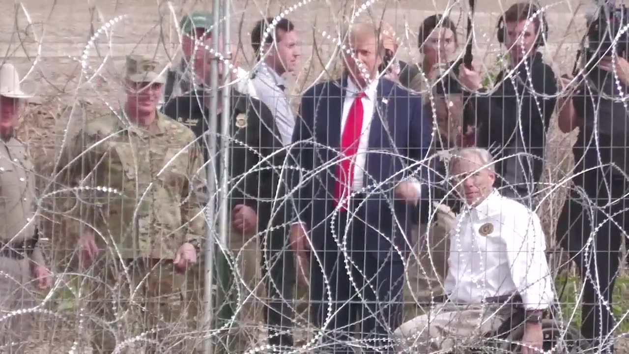 President Trump waves to the people in Piedras Negras, Mexico.