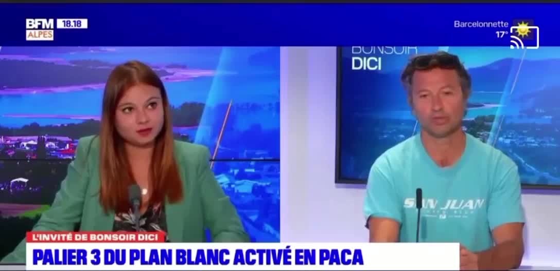 Deux infirmiers posent une bombe sur le plateau de BFM.