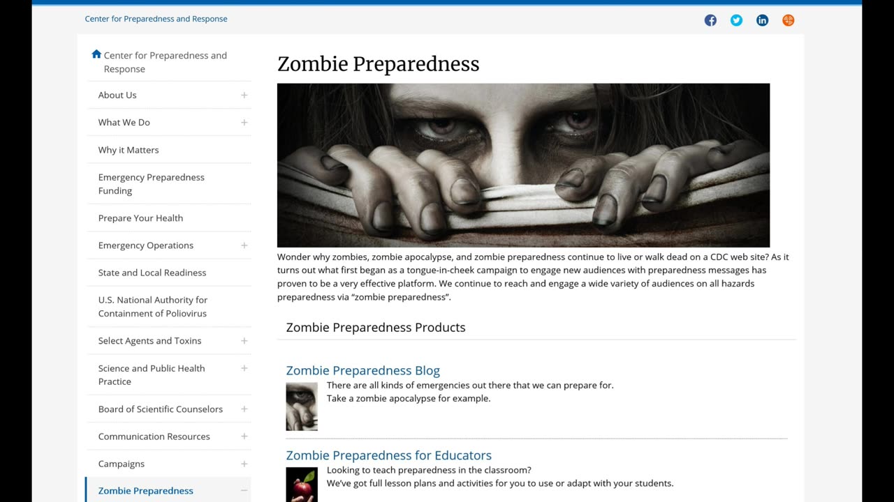 CDC Warns of Zombie Apocalypse