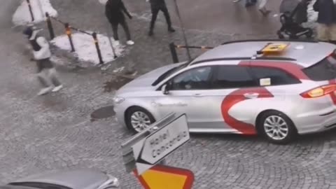 Pedestrians and Cyclists Meet Their Match on an Icy Street