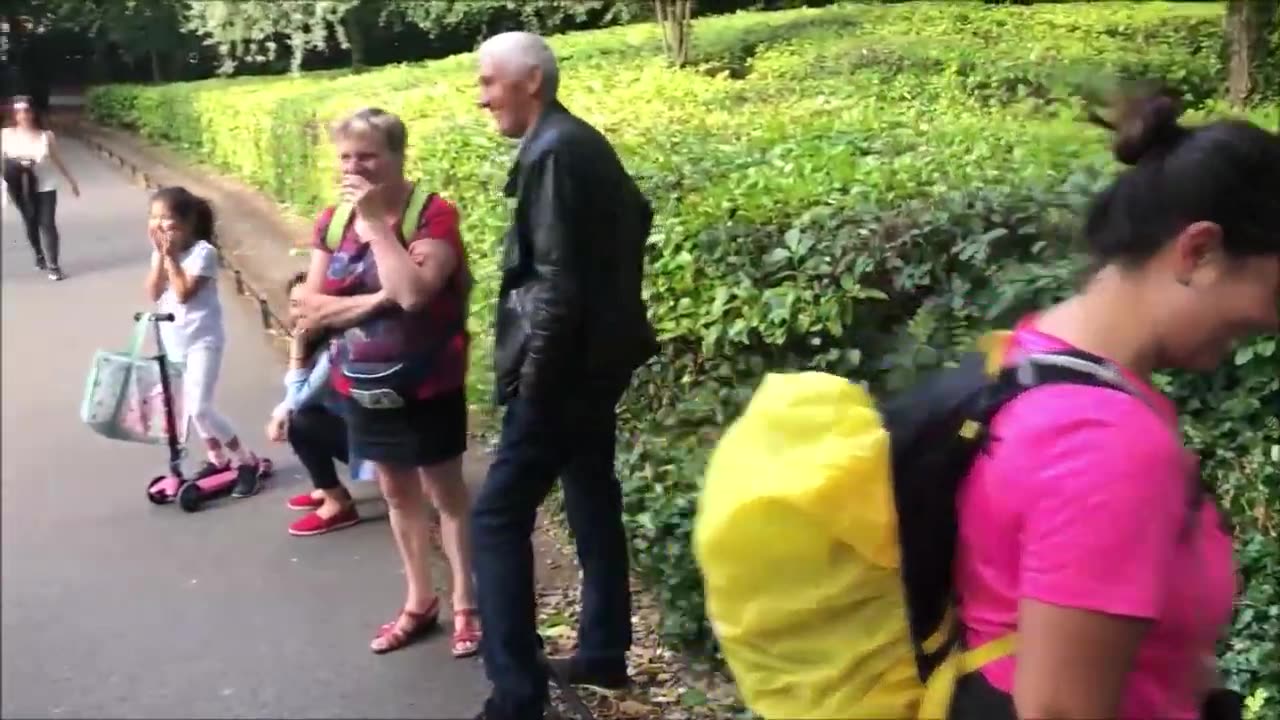 Funny bushman prank in the park