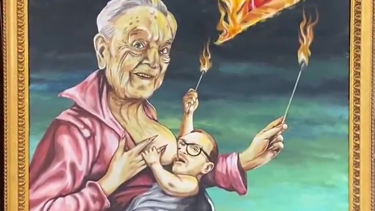 Scott LoBaido painted George & Alex Soros and uncovers it outside the Soros Open Society Foundation