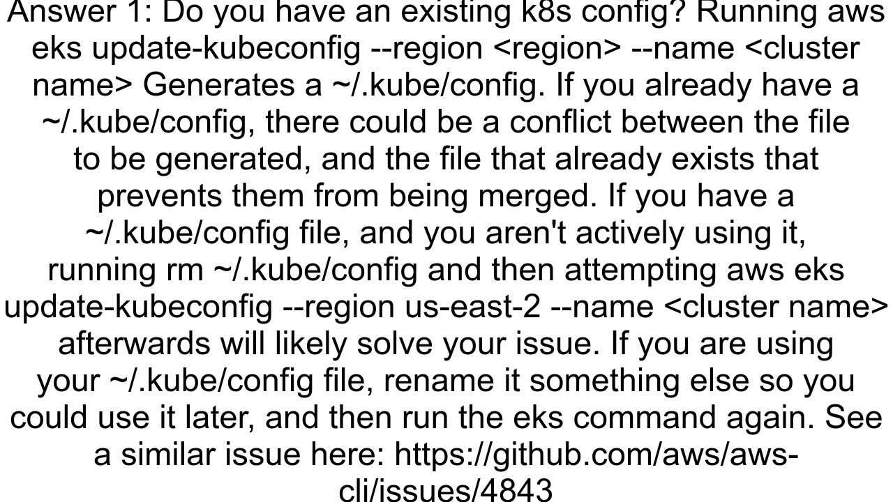 EKS update config with awscli command quotaws eks updatekubeconfigquot fails with error quot39NoneT