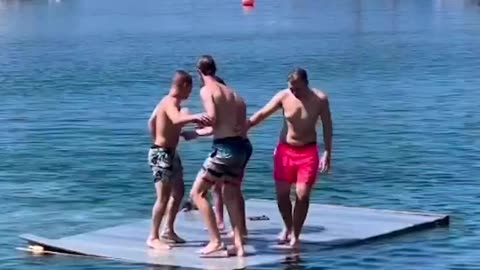 Cute otter scares the hell out of these 4 huge adult guys # funny