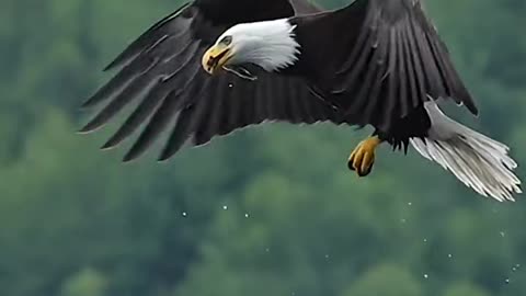 An eagle grab a fish and eat live in mid air! Hunger is hard