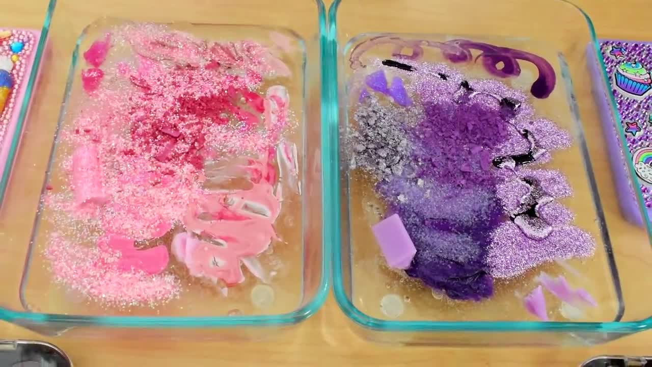 Pink vs Purple - Mixing Makeup Eyeshadow Into Slime! Special Series 83 Satisfying Slime Video