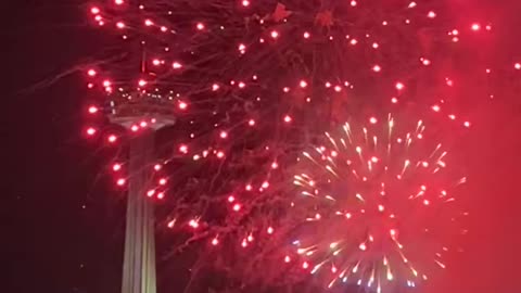 Captured the breathtaking fireworks display at Niagara Falls