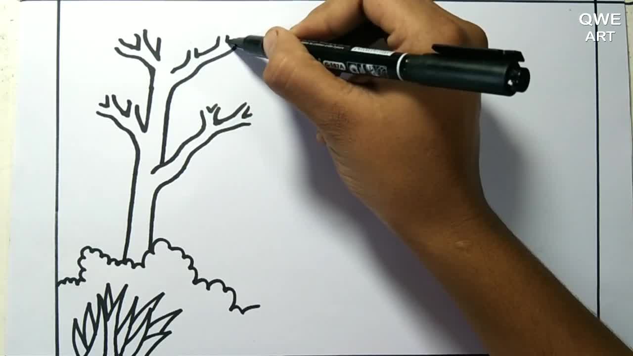 Rainbow Scenery Drawing | Landscape drawing with Mountain and Rainbow - Drawing Class- 12