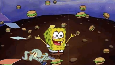 Squidward Is Playing With Tiles While It’s Raining Krabby Patties 🍔
