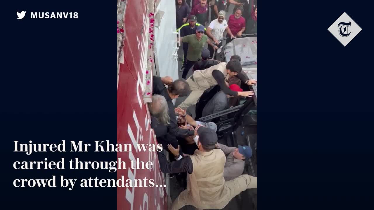 Moment Imran Khan is shot in 'assassination attempt' during Pakistan march