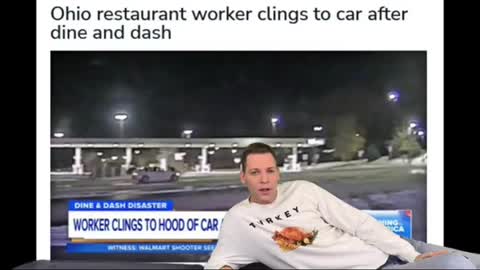 DINE AND DASHWOMAN ON CAR HOOD