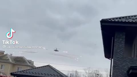 Shooting "heat traps" by the Ka-52 "Alligator" attack helicopter of the Russian Armed Forces in the