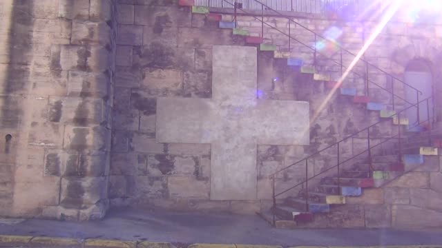 Huge Swiss Cross on a Jesuit Chapel of the Nazi Templars from Switzerland in the East of France