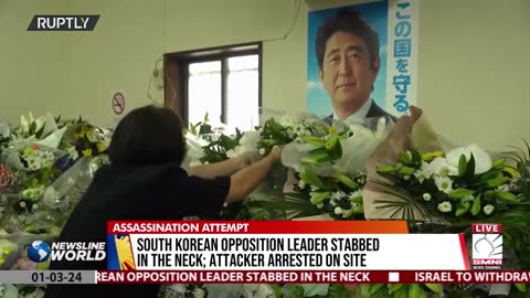 South Korean opposition leader stabbed in the neck; attacker arrested on site