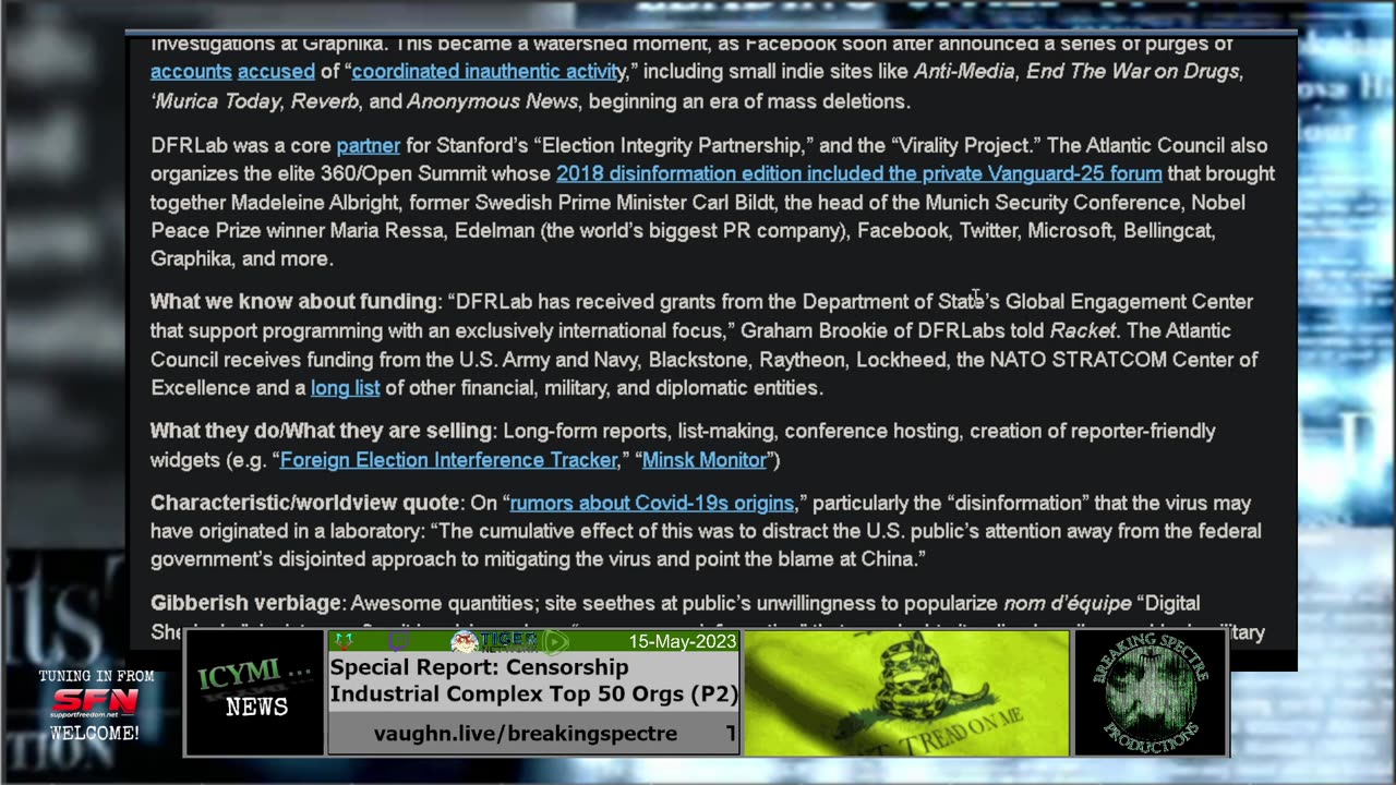 ICYMI News Special Report: Censorship Industrial Complex Top 50 Orgs (P2) - 15-May-2023